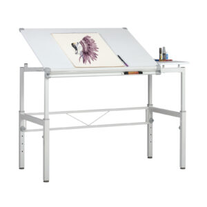 Studio Designs Solano Adjustable Drafting Table Charcoal-clear Glass