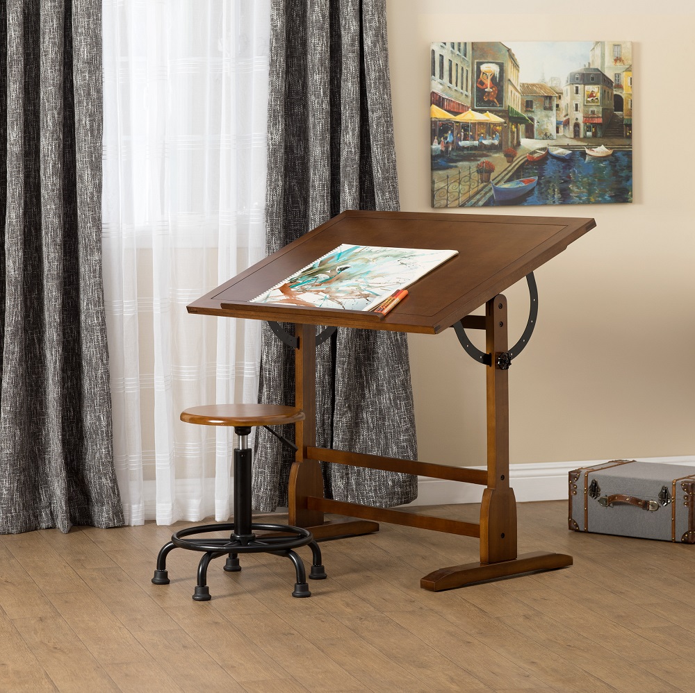 studio designs vintage wood drafting table - wastebinsolutions.com