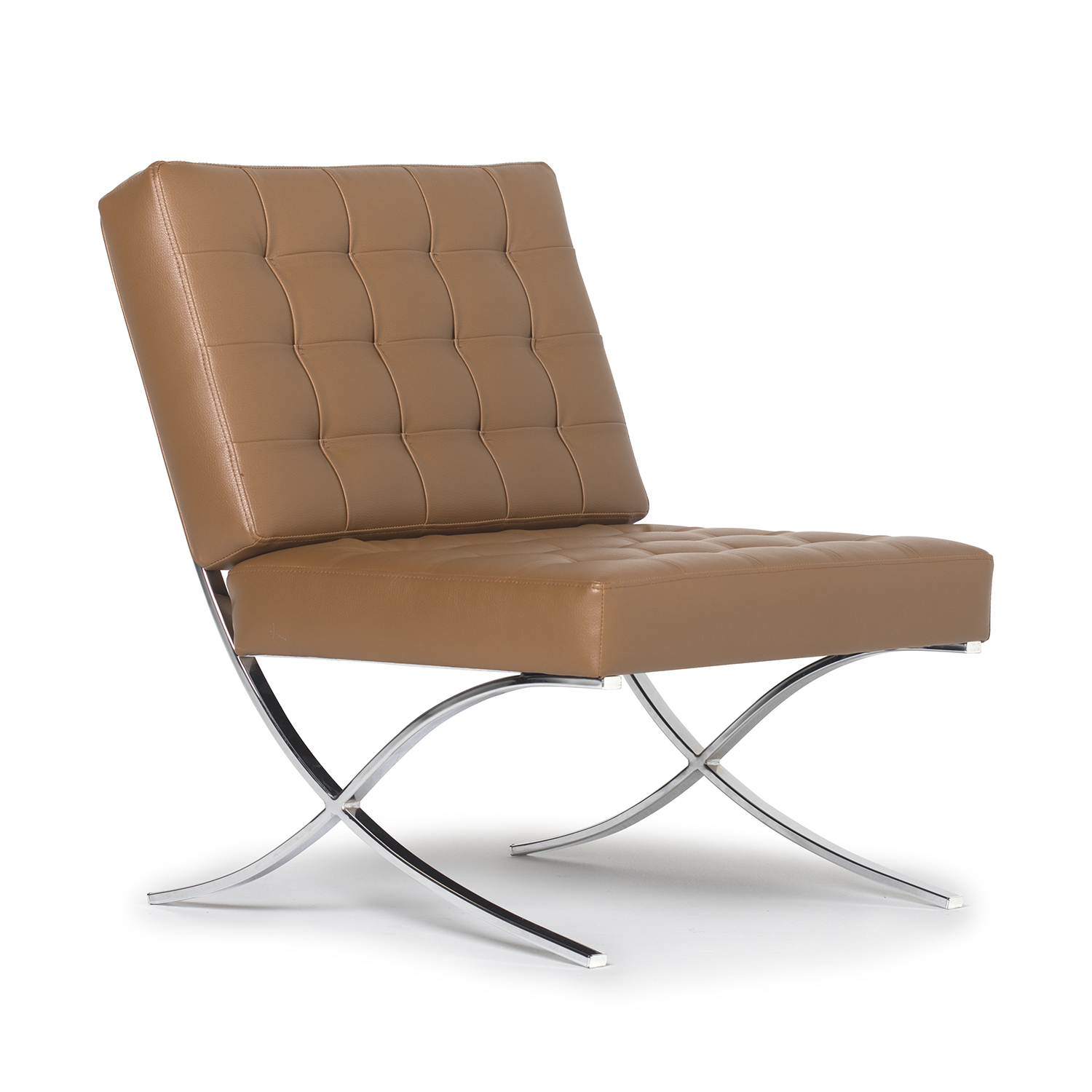 Atrium Modern Bonded Leather Accent Chair In Caramel Brown Chrome Item 72031 Studio Designs