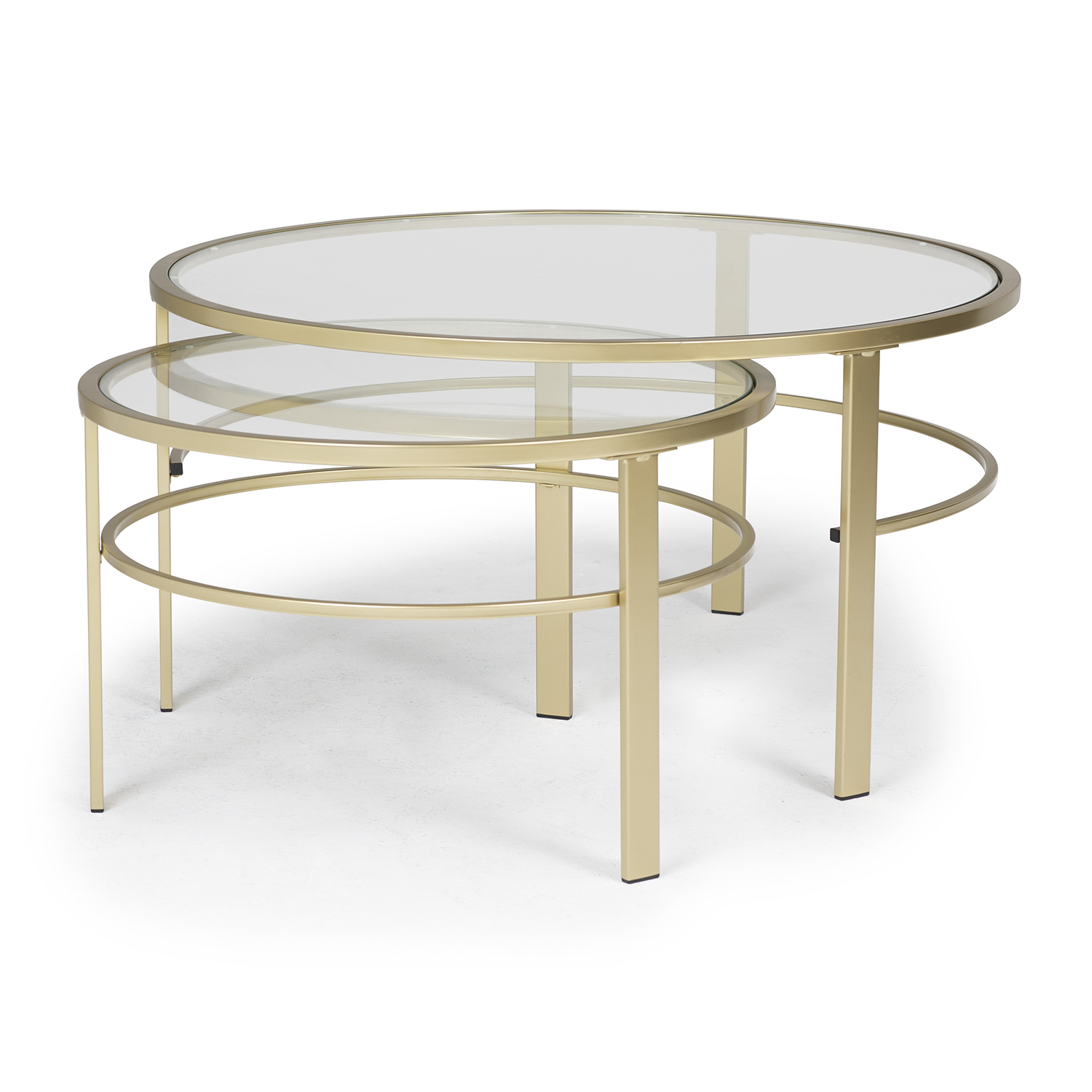 Corbel Modern Round Nesting Coffee Table Set 36 W 26 W In