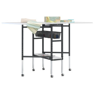 Sew Ready Standing Height Craft/Cutting Table with Baskets (36 H) - Charcoal / White